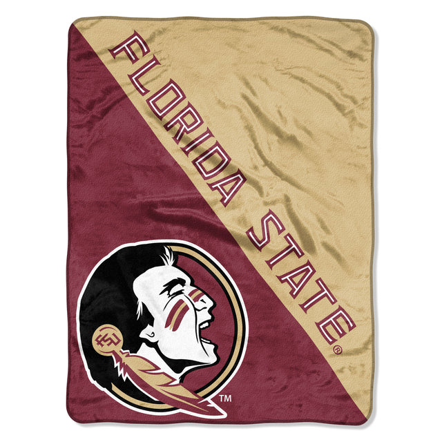 Manta de los Florida State Seminoles de 46 x 60 con diseño de microraschel en semitono enrollada