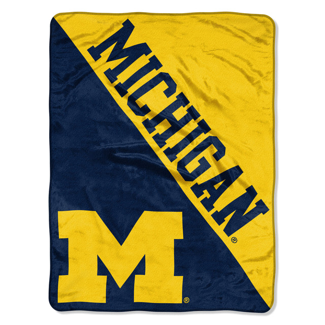 Michigan Wolverines Blanket 46x60 Micro Raschel Halftone Design Rolled