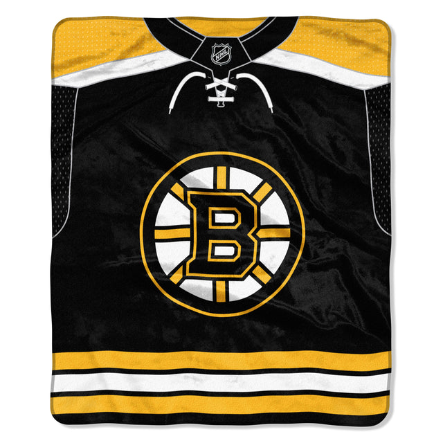 Boston Bruins Blanket 50x60 Raschel Jersey Design -New