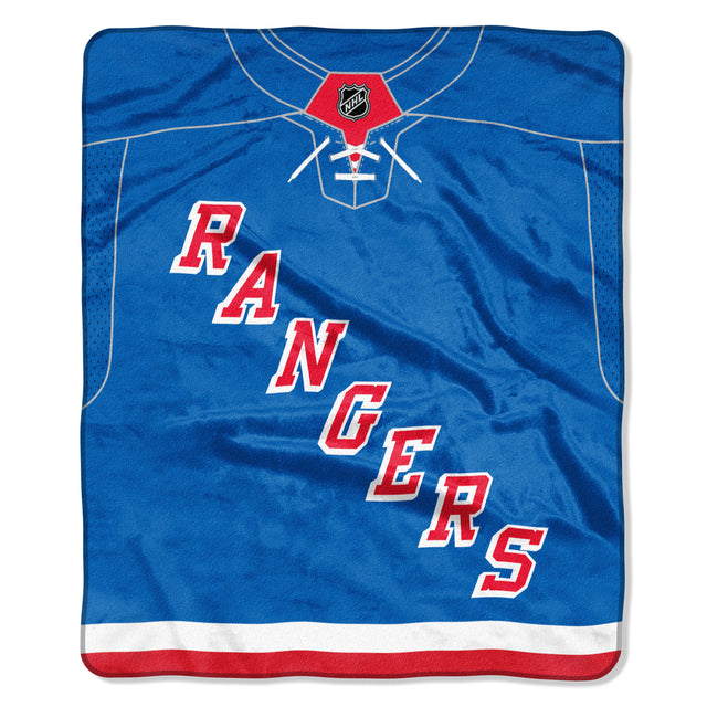 New York Rangers Blanket 50x60 Raschel Jersey Design