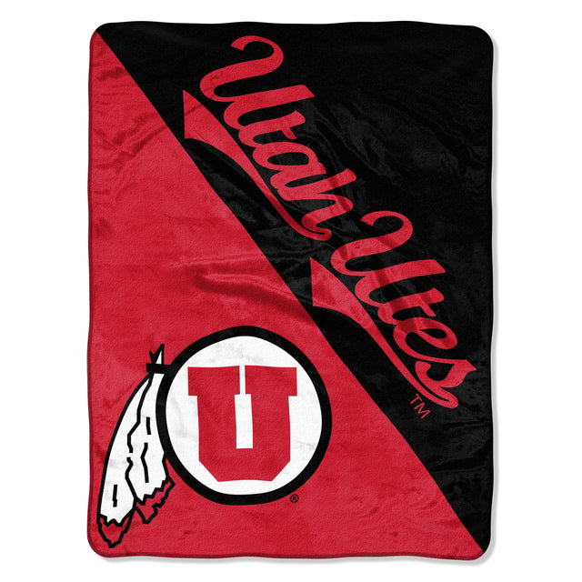 Manta de los Utah Utes de 46 x 60, diseño de microraschel en semitono enrollada