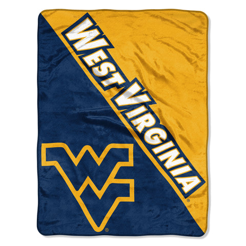 West Virginia Mountaineers Blanket 46x60 Micro Raschel Halftone Design Rolled