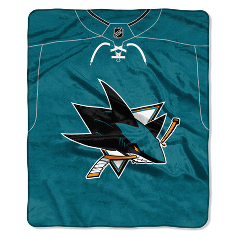 San Jose Sharks Blanket 50x60 Raschel Jersey Design