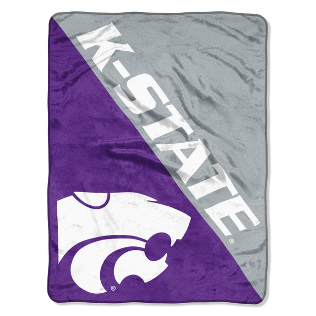 Manta de los Kansas State Wildcats de 46 x 60 con diseño de microraschel en semitono enrollada