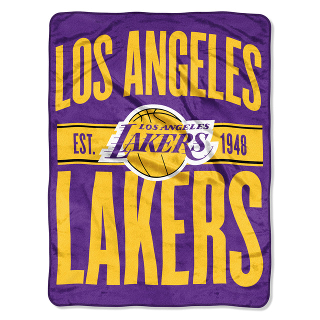 Los Angeles Lakers Blanket 46x60 Micro Raschel Clear Out Design Rolled