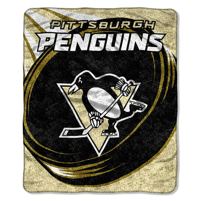 Manta de los Pittsburgh Penguins de 50 x 60 cm con diseño de disco de sherpa