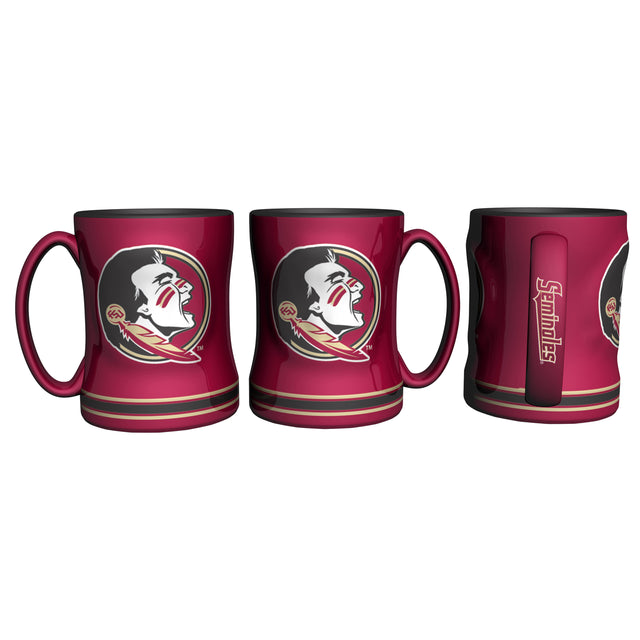 Taza de café de los Florida State Seminoles, relieve esculpido de 14 oz, nuevo logotipo