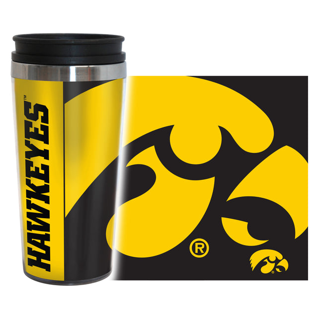 Taza de viaje de Iowa Hawkeyes, envoltura completa de 14 oz, estilo Hype