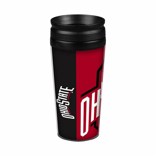 Taza de viaje de 14 oz con diseño envolvente de Ohio State Buckeyes