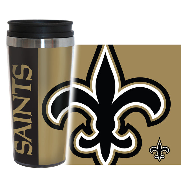 Taza de viaje de los New Orleans Saints de 14 oz con diseño envolvente y estilo Hype Design