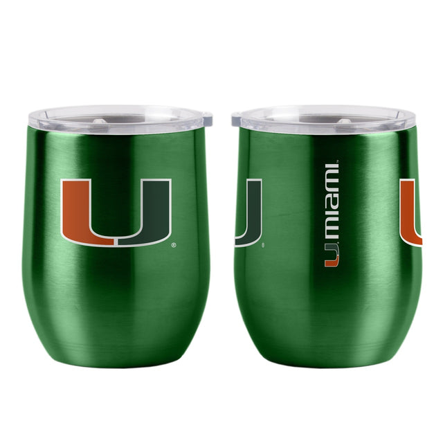 Vaso de viaje ultra curvo de 16 oz de los Miami Hurricanes