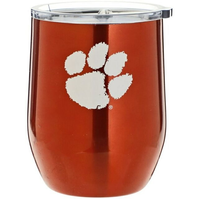 Vaso de viaje Clemson Tigers de 16 oz con tapa ultra curvada