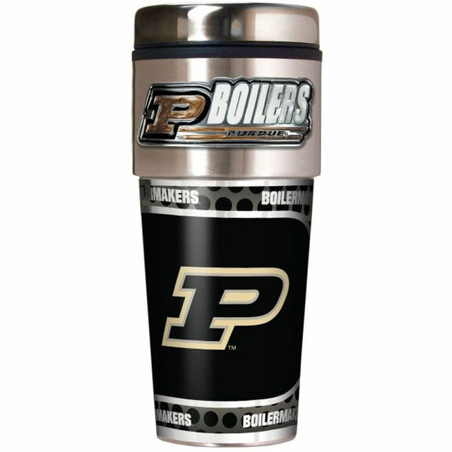 Vaso de viaje Purdue Boilermakers de 16 oz con gráficos metálicos