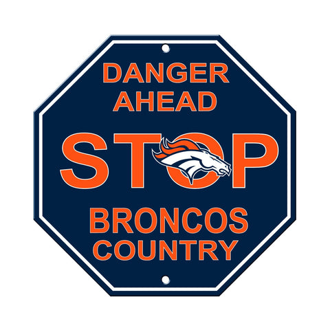 Denver Broncos Sign 12x12 Plastic Stop Style CO