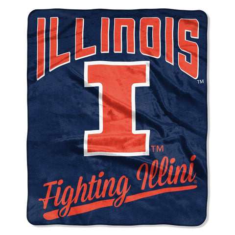 Illinois Fighting Illini Blanket 50x60 Raschel Alumni Design - Special Order