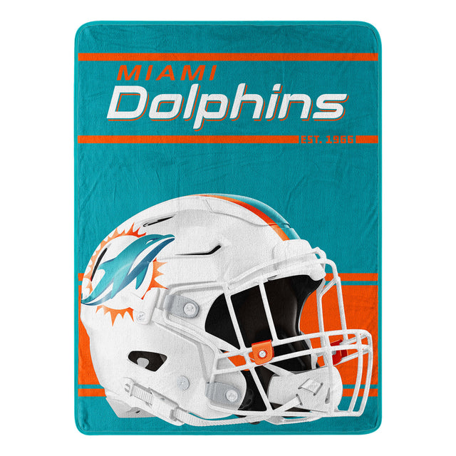 Miami Dolphins Blanket 46x60 Micro Raschel Run Design Rolled