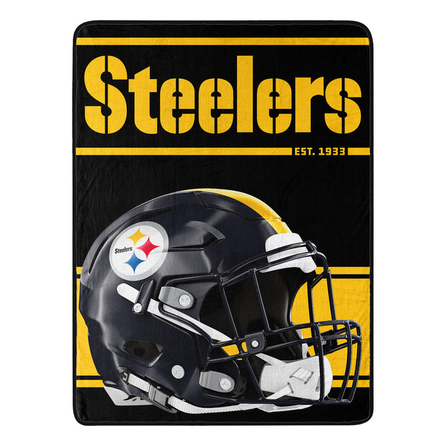 Manta enrollada de los Pittsburgh Steelers de 46 x 60 pulgadas con diseño Micro Raschel Run