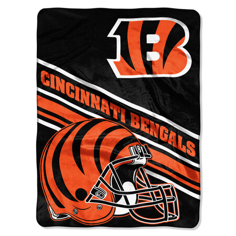 Cincinnati Bengals Blanket 60x80 Raschel Slant Design