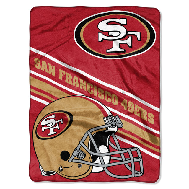 Manta de los San Francisco 49ers de 60 x 80 con diseño inclinado de Raschel