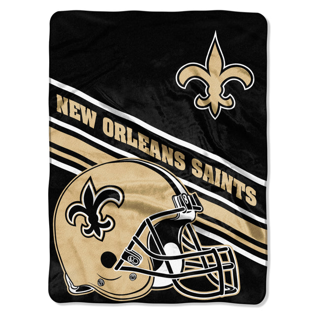 Manta de los New Orleans Saints de 60 x 80 con diseño inclinado de Raschel