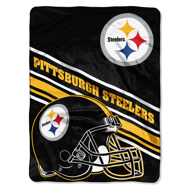 Manta de los Pittsburgh Steelers de 60 x 80, diseño inclinado de Raschel