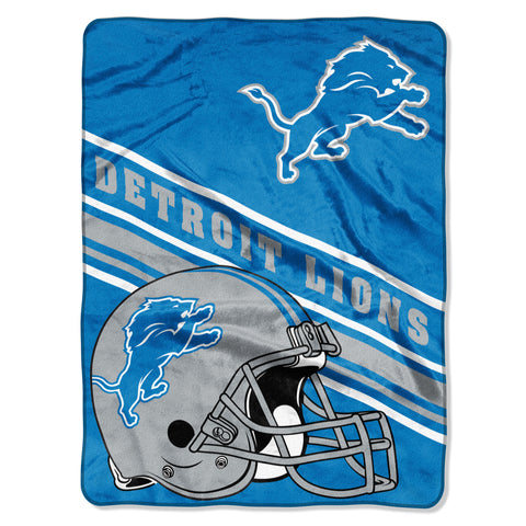 Detroit Lions Blanket 60x80 Raschel Slant Design