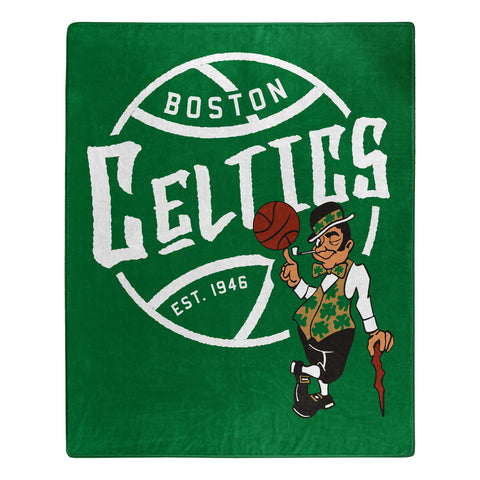 Boston Celtics Blanket 50x60 Raschel Blacktop Design