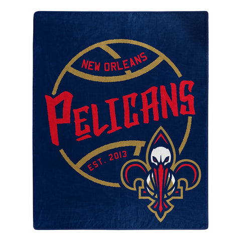 New Orleans Pelicans Blanket 50x60 Raschel Blacktop Design - Special Order