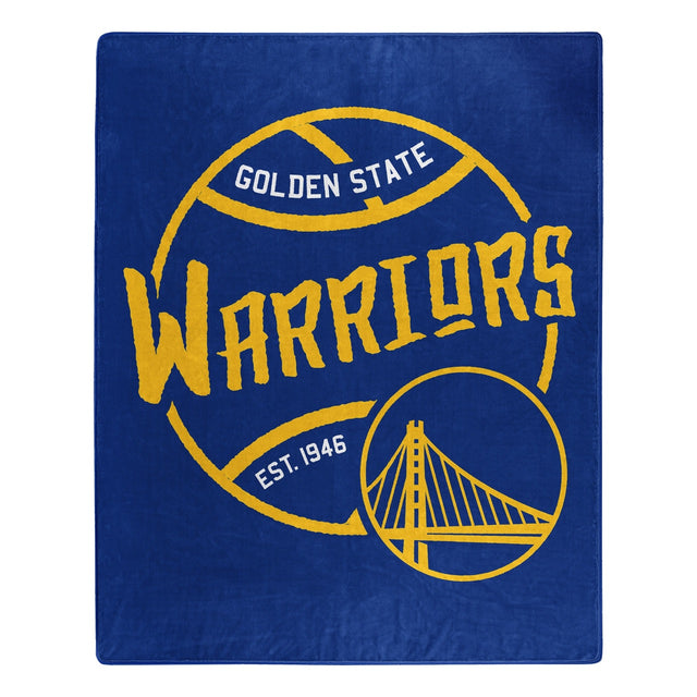 Golden State Warriors Blanket 50x60 Raschel Blacktop Design