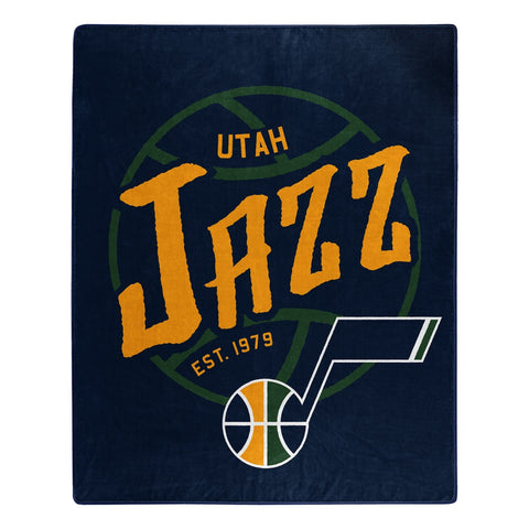 Utah Jazz Blanket 50x60 Raschel Blacktop Design - Special Order