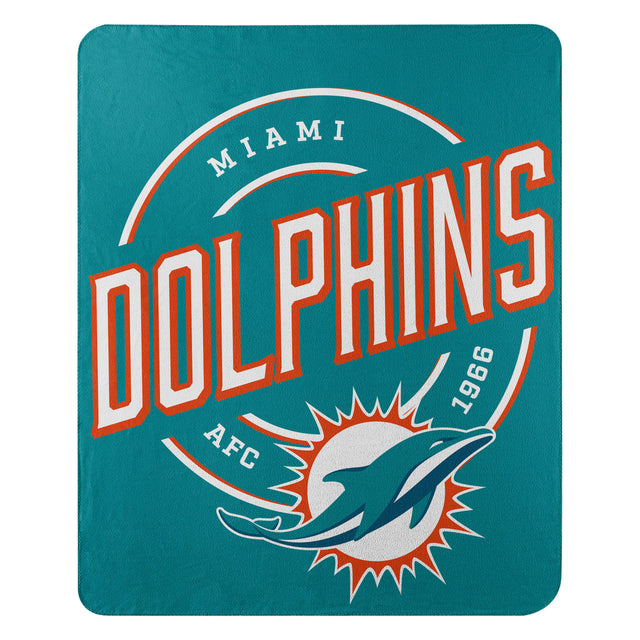 Manta de vellón de los Miami Dolphins de 50 x 60 pulgadas con diseño de campaña