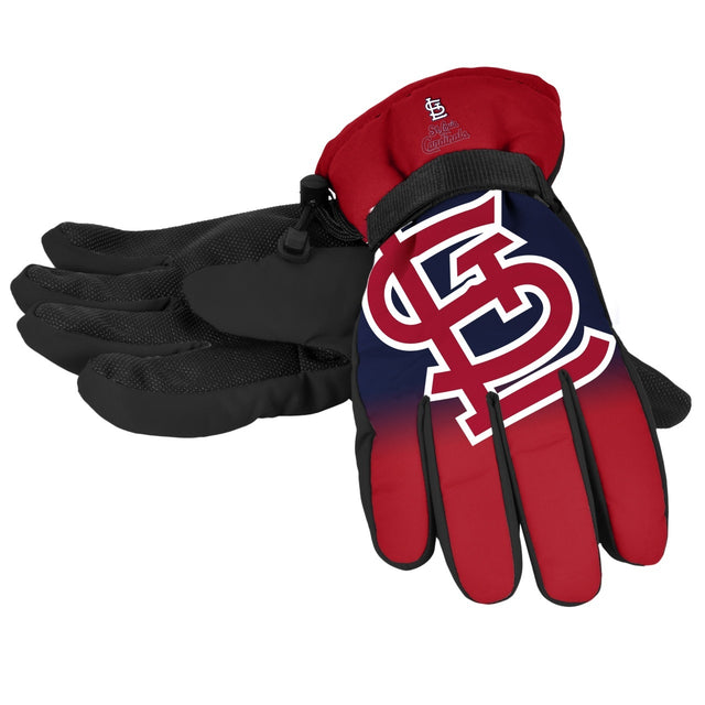 Guantes de los St. Louis Cardinals con aislamiento y logotipo grande en degradado, talla pequeña o mediana