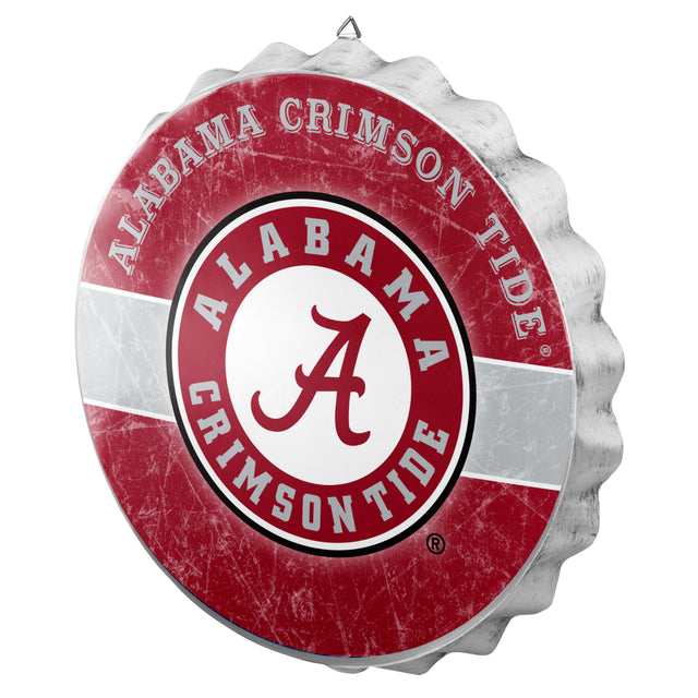 Letrero de Alabama Crimson Tide con tapa de botella desgastada