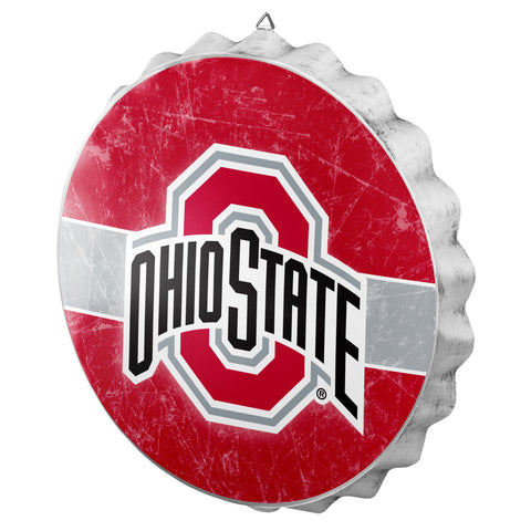 Ohio State Buckeyes Sign Bottle Cap Style Distressed