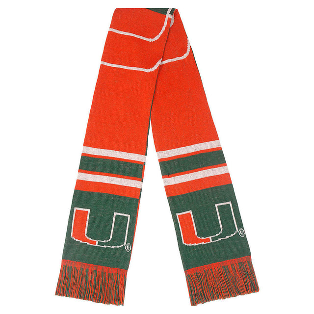 Bufanda de los Miami Hurricanes con diseño de logotipo grande y bloques de colores