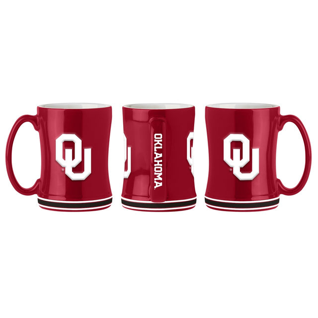 Taza de café de Oklahoma Sooners de 14 oz con relieve esculpido