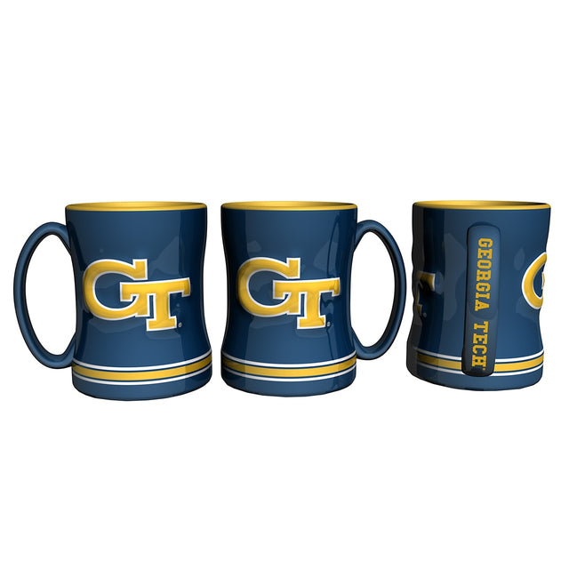 Taza de café de Georgia Tech Yellow Jackets de 14 oz con diseño alternativo esculpido en relieve