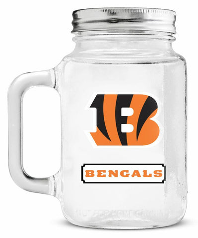 Cincinnati Bengals Mason Jar Glass With Lid