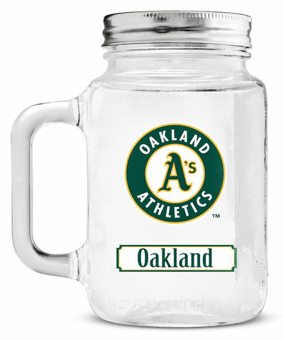 ~Oakland Athletics Mason Jar Glass With Lid~ backorder