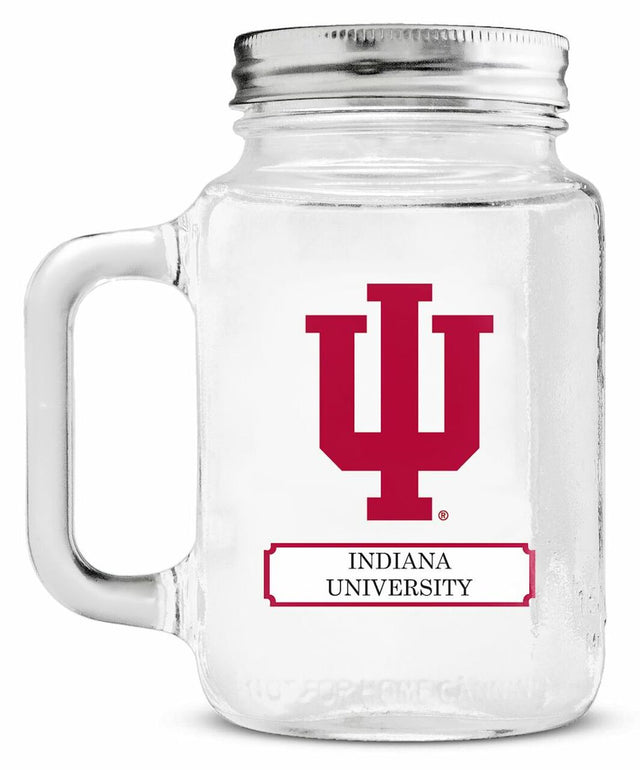 Indiana Hoosiers Mason Jar Glass With Lid