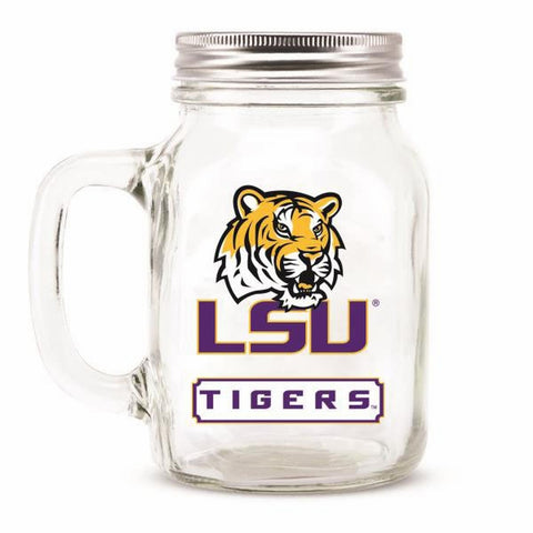 LSU Tigers Mason Jar Glass With Lid