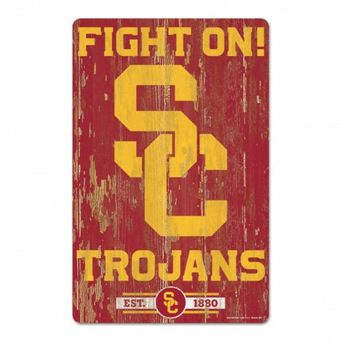 USC Trojans Sign 11x17 Wood Slogan Design - Special Order