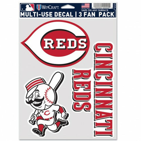 ~Cincinnati Reds Decal Multi Use Fan 3 Pack Special Order~ backorder