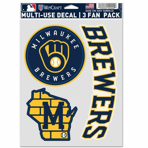 ~Milwaukee Brewers Decal Multi Use Fan 3 Pack~ backorder