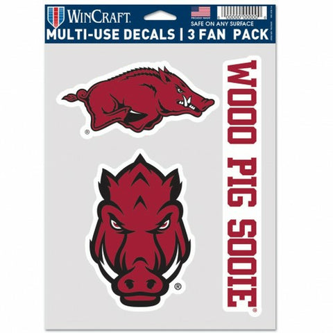 ~Arkansas Razorbacks Decal Multi Use Fan 3 Pack Special Order~ backorder
