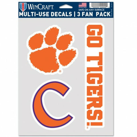 ~Clemson Tigers Decal Multi Use Fan 3 Pack Special Order~ backorder
