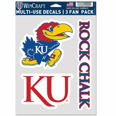 ~Kansas Jayhawks Decal Multi Use Fan 3 Pack Special Order~ backorder