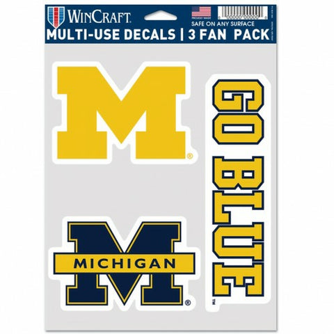 ~Michigan Wolverines Decal Multi Use Fan 3 Pack Special Order~ backorder
