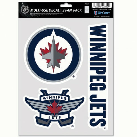 ~Winnipeg Jets Decal Multi Use Fan 3 Pack Special Order~ backorder