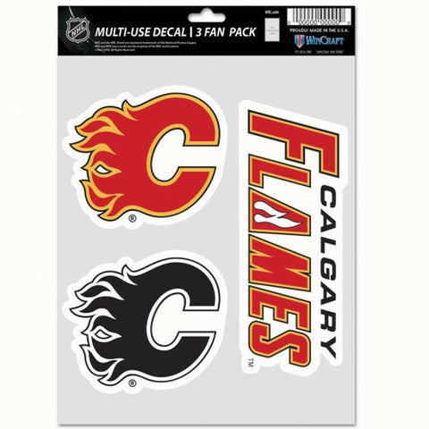 ~Calgary Flames Decal Multi Use Fan 3 Pack Special Order~ backorder